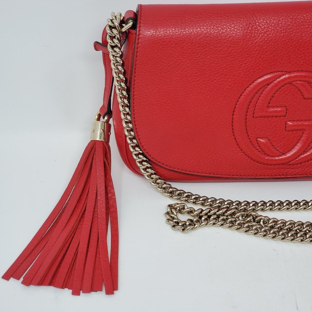 100% Auth Gucci Soho Small Red Crossbody/ClutchBag - Picture 7 of 16